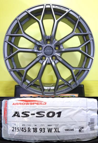 インプレッサ エクシーガ レガシィ 215/45R18 新品 アロースピード AS S-01 2026年製 中古 レアマイスター LM SPORT LM-55M 18インチ 7.5J +53 5H100 夏タイヤセット サマータイヤ GD GDC GDD GH YA BP 棚｜タイヤショップトレッド 46,200円
