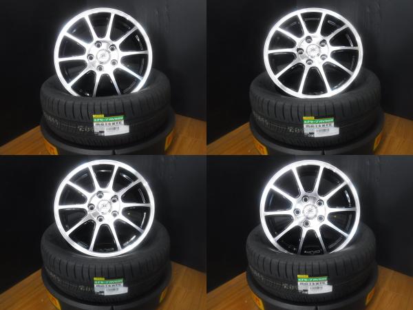 ノア　VOXY ステップワゴン 4本セット 送料無料 新品 国産 サマータイヤ ダンロップ ENASEVE RV505 205/60R16 中古 16インチ 16ｘ6.5+53 5穴 114.3 ブラックポリッシュ アルミ ホイール