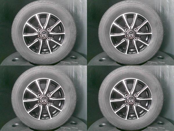 軽トラ 軽バン 4本セット 送料無料 中古 国産 サマータイヤ ヨコハマ JOB RY52 145/80R12 新品 アルミ WEDS RIZLEY MS 12インチ ブラックポリッシュ アルミホイール｜タイヤショップトレッド