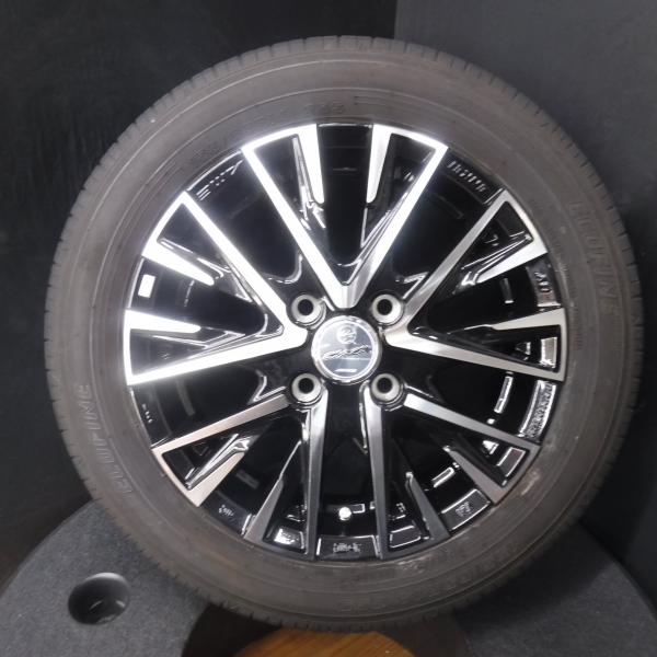 N-BOX デリカミニ 軽自動車 送料無料 中古 サマータイヤ 155/65R14 新品アルミ 14インチ 4穴 100 ブラックポリッシュ 4本セット ムーヴ スペーシア デイズ