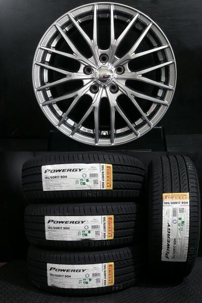 【60系 プリウス 夏】195/60R17 PIRELLI POWERGY 低燃費 26年製 ＆ FS-01 7.0J-17 5H114.3 +38 格安 新品4本組 サマー ４本 限定1台 白河