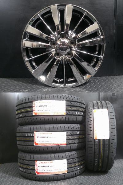 新品 215/45R17 26年製 ロードストーン EUROVIS SPORT04 中古ホイール 日産 AUTECH 純正 6.5J-17 5H114 +51 夏セット セレナ 白河