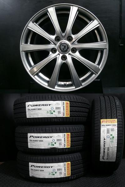 【60系 プリウス 夏】195/60R17 PIRELLI POWERGY 低燃費 26年製 ＆ CLAIRE 7.0J-17 5H114.3 +38 格安 新品4本組 サマー ４本 限定1台 白河