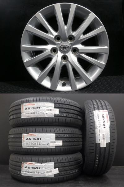 新品 215/60R16 24年製 アロースピード S01 中古ホイール トヨタ 純正 7J-16 5H114 +40 夏セット 4本 マークX クラウン エスティマ 白河