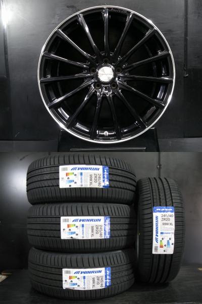 新品 245/40R20 25年製 ウィンラン R330 中古ホイール LM-S FS15 8.5J-20 5H114 +48 夏タイヤ 4本セット フォレスター ZR-V CRV 白河
