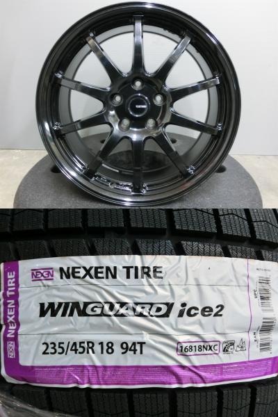 マークX RC ES 新品 スタッドレス 中古 ホイール 4本セット 235/45R18 NEXEN WINGUARD 18インチ G-SPEED 114.3/5H 冬 タイヤ 岡崎
