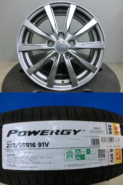 ノア アクセラ 205/55R16 ピレリ 新品 夏 タイヤ POWERGY 中古 ホイール 4本セット 16インチ 社外 GRASS 5/114.3 205/55/16 エスクァイア プレマシー 岡崎|タイヤショップトレッド
