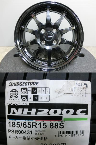 ノート 185/65R15 新品 夏 タイヤ ブリヂストン エコピア NH200C 中古 ホイール 4本セット G-SPEED 15インチ 4穴 コンパクト 185/65/15 185/65-15 デミオ MAZDA2 アクア 岡崎｜タイヤショップトレッド