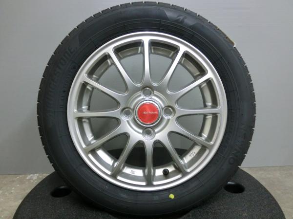 N-BOX 155/65R14 新品 夏 タイヤ 中古 ホイール 4本セット ブリヂストン NEWNO 社外 エコフォルム 14インチ 4.5J +45 PCD100 4H 軽自動車 ワゴンR タント デイズ ムーヴ スペーシア 155/65/14 155/65-14 ニューノ 岡崎