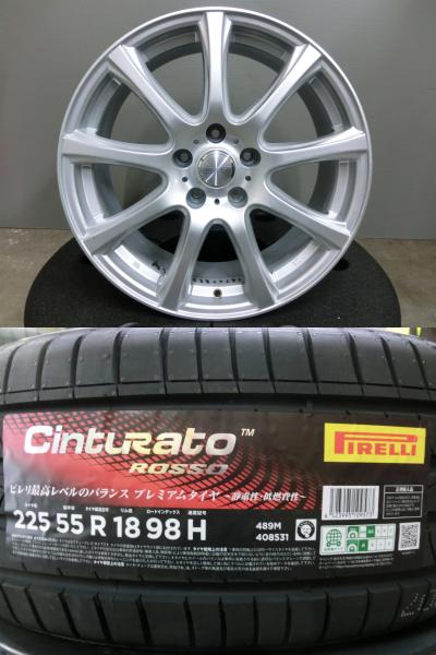 アウトランダー 225/55R18 ピレリ 新品 夏 タイヤ CINTURATO ROSSO 中古 ホイール 4本セット 18インチ DUFACT 5/114.3 デリカD:5 エクリプスクロス 岡崎|タイヤショップトレッド