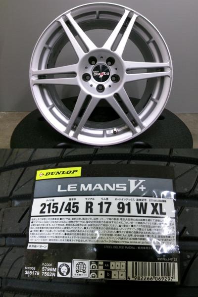 新品 ダンロップ ルマンV+ 215/45R17 夏タイヤ 希少 社外アルミホイール 17インチ 5H100 RALLY SPARCO ラリースパルコ 絶版 86 BRZ レガシィ インプレッサ プリウス カローラスポーツ 岡崎
