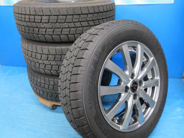 送料無料 バリ山 深溝 2024年製 中古 スタッドレス アイスナビ7 185/65R15 88Q ホイール 4本 bB ティーダ ノート デミオ ティーダラティオ