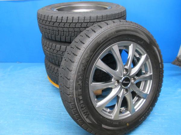 送料無料 中古 スタッドレス ダンロップ　ウィンターマックス WM02 165/70R14 81Q ホイール 4本 セット ラピュタ スイフト ソリオ Kei