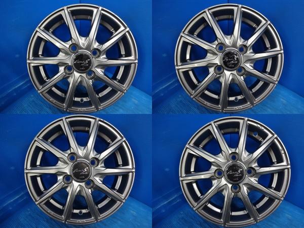 送料無料 中古アルミホイール 4本 Euro-S stream 13-4.0J IS43 4H PCD 100 スタッドレス用 間に合わせ用 キャロル プレオ アルト ミラ ムーヴコンテ ミラココア