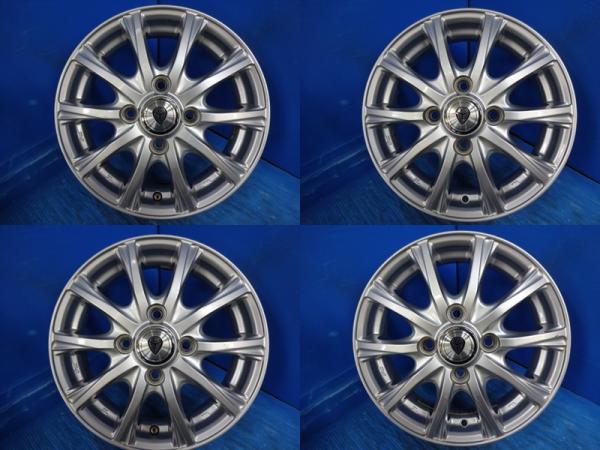 送料無料 中古アルミホイール 4本 ウエッズ ELDA エルダ 13-4.0J IS45 4H PCD 100 スタッドレス用 モコ ミラジーノ キャロル MRワゴン プレオ ミラココア