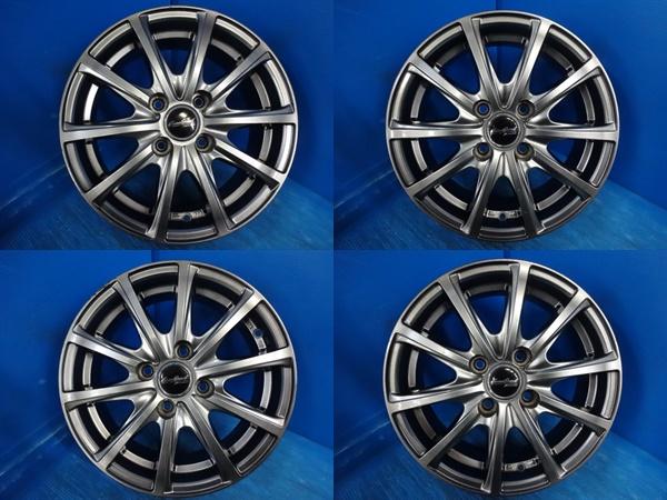 送料無料 中古アルミホイール 4本 Euro Speed ユーロスピード 14-5.5J IS45 4H PCD100 スタッドレス用 車検用 アクア ヤリス ノート マーチ フィット