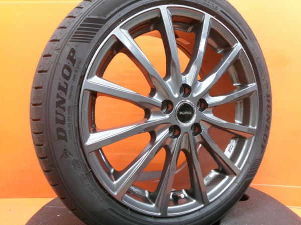 プリウス カローラスポーツ 夏タイヤ バルミナ 17インチ 5H-100 ダンロップ ルマンV+ 215/45R17 2024年製 中古 4本セット 86 ガンメタ