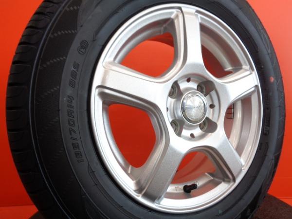 MAZDA2 ノート E12 中古 GRASS 14インチ 新品 ダンロップ EC204 185/70R14 2024年製 4本セット 夏タイヤ デミオ DJ系 マツダ2