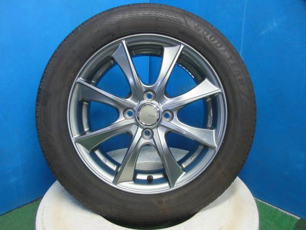 4本 2024年製 中古 サマータイヤ グッドイヤー EfficientGripEco EG02 185/60R15 15インチ アルミホイール 5.5J +45 100 4H 伏