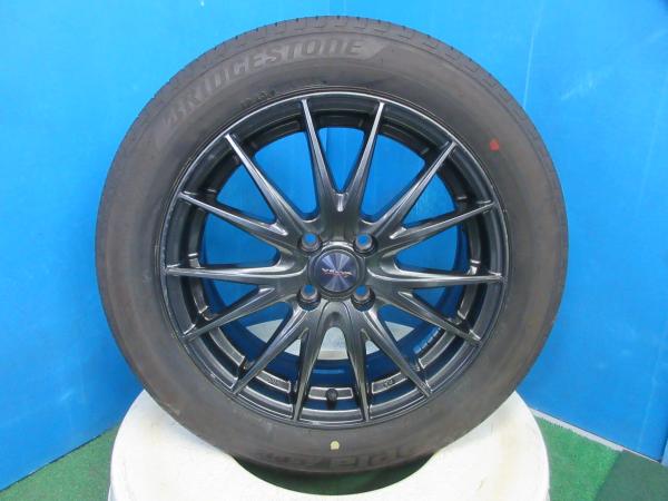 4本 2024年製 中古 タイヤ ブリヂストン ECOPIA EP150 195/55R16 16インチ アルミホイール 6J +40 100 4H iQ キューブ ノート 等 伏