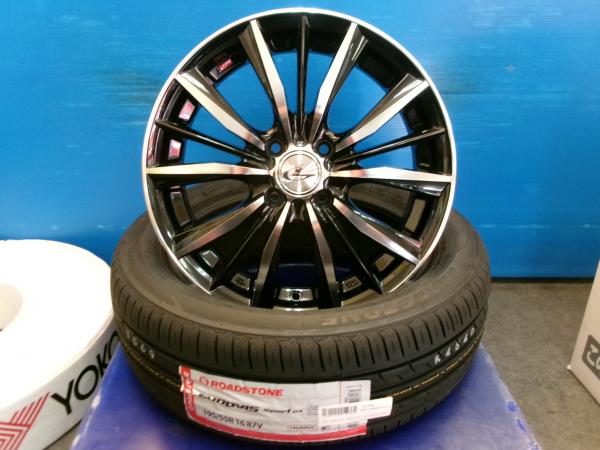 トヨタ 現行 新型 アクア 30系 bB 4本 新品 WEDS レオニスVX 黒 16インチ 4H 4穴 PCD 100 25年製 195/55R16 ノーマルタイヤ 夏用タイヤ 夏タイヤ 夏タイヤセット ラジアル ノーマル 夏用 夏 タイヤ ホイール 185/65R15 のインチアップに！｜タイヤショップトレッド