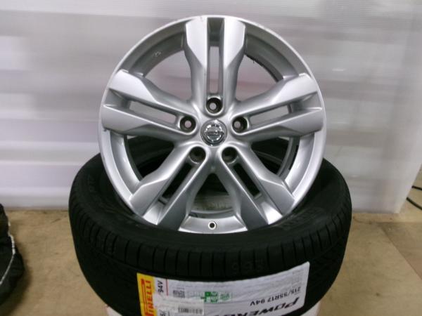 ジューク 4本 日産純正 17インチ 5H 5穴 PCD 114.3 25年製 新品 215/55R17 ノーマルタイヤ 夏用タイヤ 夏タイヤ 夏タイヤセット ラジアル ノーマル 夏用 夏 タイヤ ホイール 純正アルミ 純正ホイール CBA-F15 CBA-NF15 DBA-YF15 205/60R16 のインチUP 225/45R18 のインチDOWN｜タイヤショップトレッド