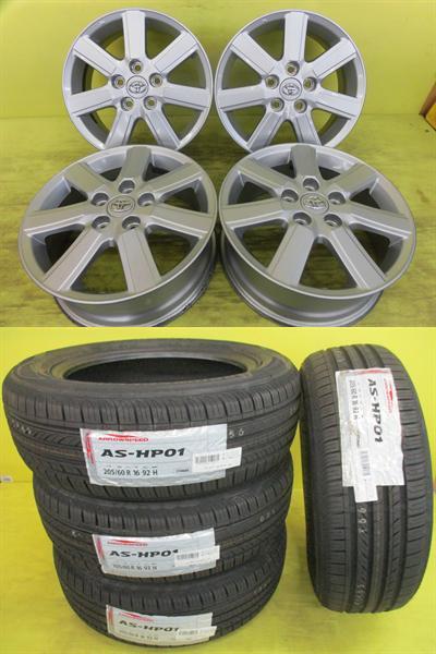 2025年製◆ノア ヴォクシー等◆205/60R16 新品輸入夏タイヤ+中古アルミ◆アロースピード AS HP01+70系ノア純正 16インチ◆4本セット 足利