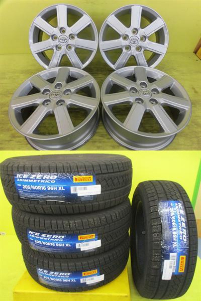 2025年◆ノア ヴォクシー等◆205/60R16 新品冬タイヤ+中古アルミ◆ピレリ アイスゼロ アシンメトリコ+70系ノア純正 16インチ◆4本Set 足利