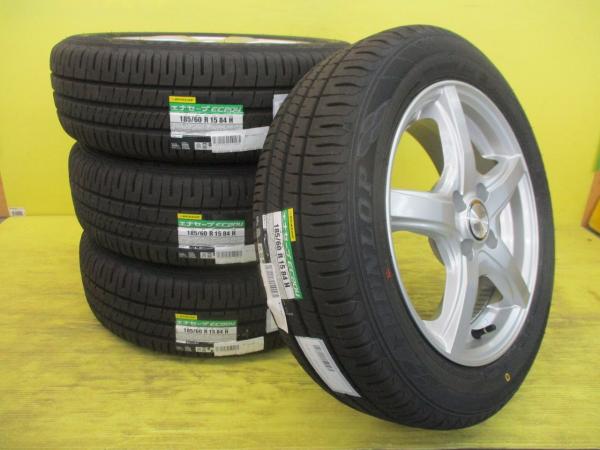 ◆国産新品夏タイヤ付◆ヴィオレント + ダンロップ エナセーブEC204 185/60R15インチ◆アクア カローラ アクシオ フィールダー ヴィッツ スペイド ヤリス フィット シャトル グレイス等 185/60-15 185/60/15 185-60-15 NHP10 NRE160 KSP130 SCP90 NSP140 MXPH10 GK# GR# GS#