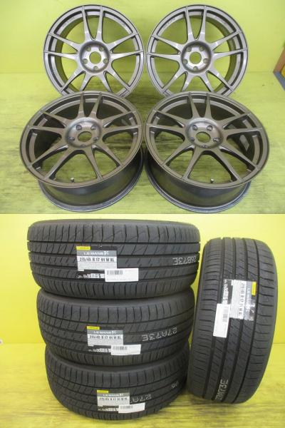 ◆国産軽量ホイール◆ディレッツァ 7J+48 5H100◆国産新品夏タイヤ付◆ダンロップ ルマンV+ 215/45R17インチ◆プリウスカローラ等 4本 足利