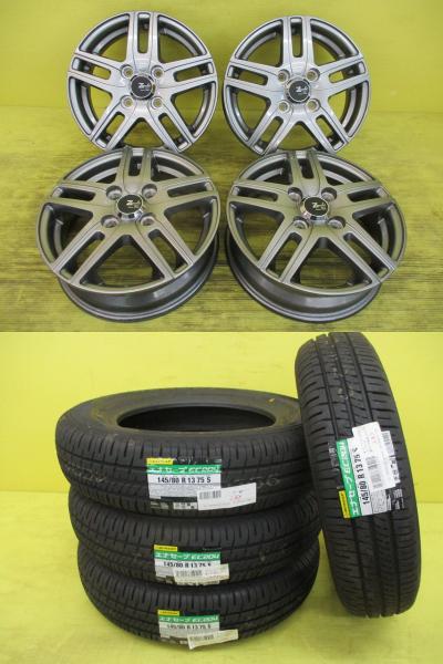 ◆国産新品夏タイヤ付◆Z-meist + ダンロップ エナセーブEC204 145/80R13インチ◆モコ N-BOX N-WGN アルト スペーシア ワゴンR ラパン ムーブ ラテ コンテ ミラ タント シフォン eKワゴン等 4本セット 足利 145/80-13 145/80/13 145-80-13 軽 K｜タイヤショップトレッド