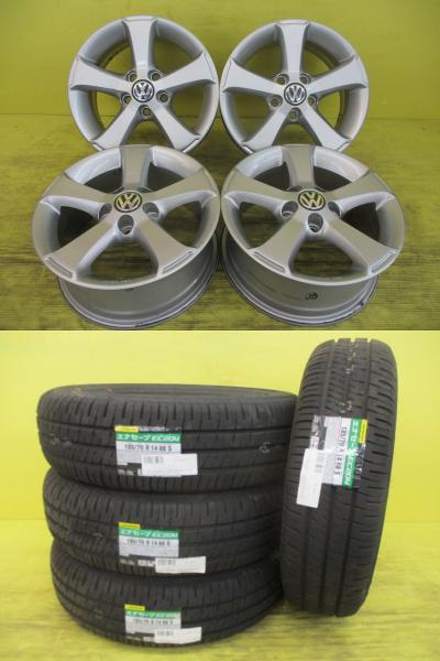 ◆VWポロに◆国産新品夏タイヤ付◆VW純正シマ + ダンロップ エナセーブEC204 185/70R14インチ◆AWCHZ AWDKL AWDLA 4本セット 足利 185/70-14 185/70/14 185-70-14 フォルクスワーゲン POLO CROSSPOLO｜タイヤショップトレッド