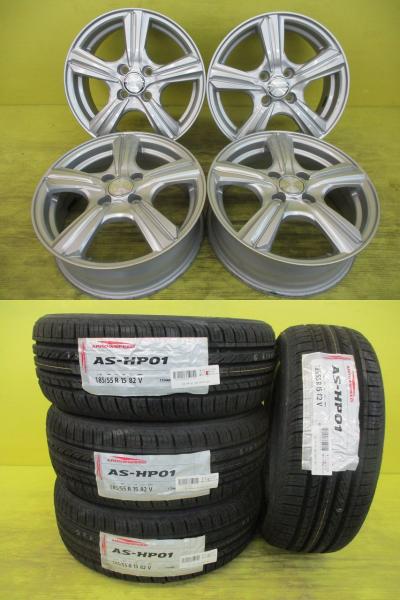 ◆2024年製新品夏タイヤ付◆ヴィオレント + アロースピード AS-HP01 185/55R15インチ◆bBヴィッツラウムノートベリーサコルト等 4本 足利