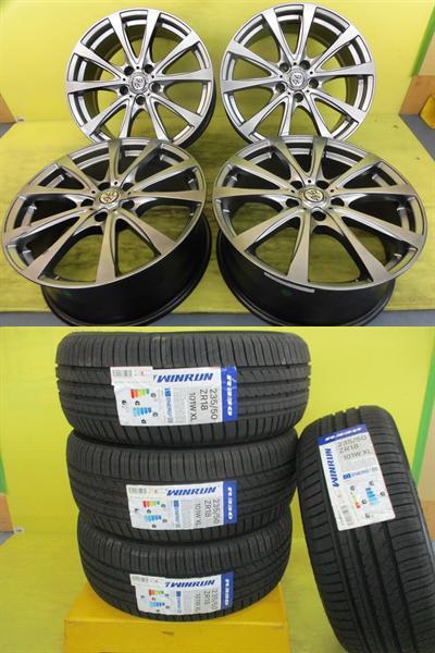 ◆アルファード ヴェルファイア◆235/50R18 新品輸入サマータイヤ+中古アルミ◆ウィンラン R330 2025年製+TRG 18インチ +38◆4本Set 足利