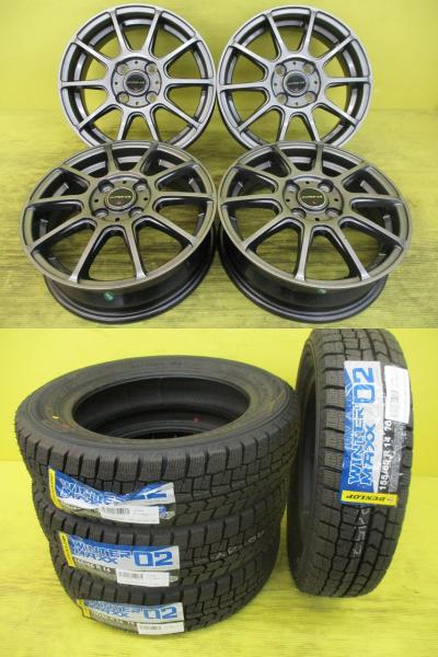 ◆国産新品スタッドレス付中古ホイールセット◆ハイパーSR + ダンロップ ウィンターマックスWM02 155/65R14インチ◆サクラ デイズ N-BOX N-ONE N-WGN ステラ スペーシア ワゴンR ウェイク タント ムーブ デリカミニ eKワゴン等 4本セット 足利 155/65-14 155/65/14 155-65-14｜タイヤショップトレッド