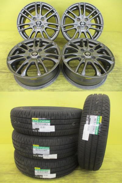 ◆国産新品夏タイヤ付◆ヴェルヴァ + ダンロップ エナセーブEC204 185/70R14インチ◆アクア カローラアクシオ カローラフィールダー ノート等 4本セット 足利 185/70-14 185/70/14 185-70-14 MXPK11 NZE141 ZRE142 E12 HE12 SNE12｜タイヤショップトレッド
