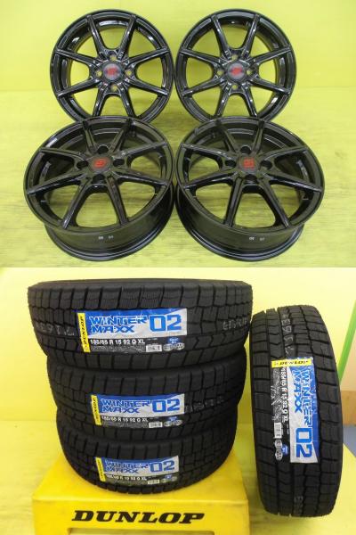 ◆国産新品スタッドレス付新品ホイールセット◆ザインEK + ダンロップ ウィンターマックスWM02 185/65R15インチ◆アクア bB ウィングロード ティーダ ノート MAZDA2 デミオ等 4本セット 足利 185/65-15 185/65/15 185-65-15 MXPK11 NCP30 Y12 C11 E12 DJ5FS DJ3FS｜タイヤショップトレッド