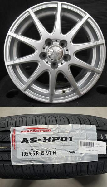 【PCD100/5H】2025年製 新品タイヤ【195/65R15 91H】アルミセット プリウス ウィッシュ カローラスポーツ インプレッサ レガシィ 牧