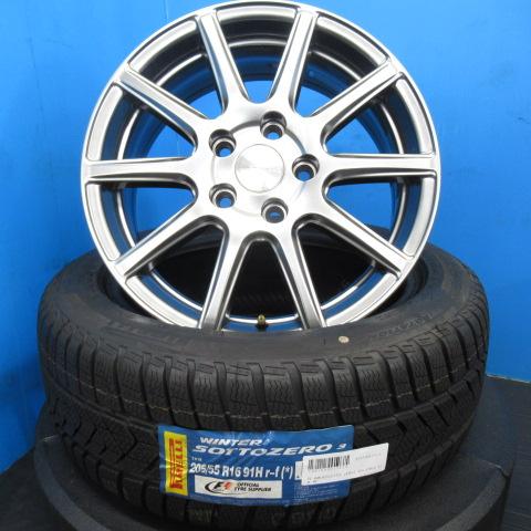 4本 ゴルフ ゴルフヴァリアント A3 新品スタッドレスタイヤ 205/55R16 ピレリ 16インチ アルミホイール 5H 5穴 112 冬用タイヤホイールセット