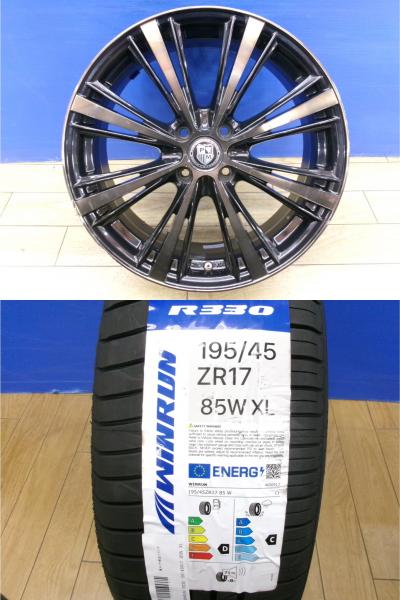 フィット 17インチ 新品 夏タイヤ 4本 中古 社外 アルミ Premix AMALFI 6.5J ET50 + 輸入 195/45R17 85W XL グレイス シャトル Fit インサイト ZE2 ZE3 GM4 GM5 GM6 GM9 GK GP 前橋