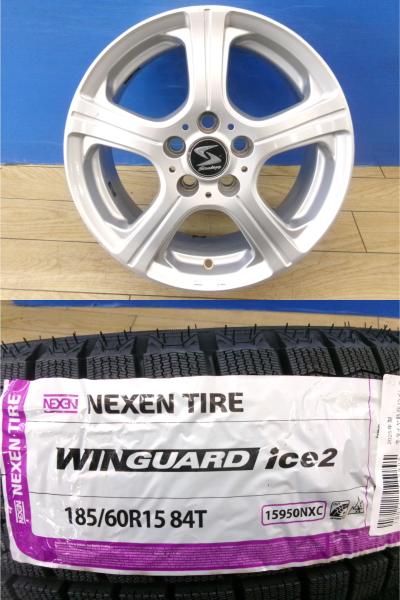 2代目 シエンタ 新品 冬タイヤ 4本 NEXEN WINGUARD ice2 185/60R15 + 中古 社外 トヨタ専用アルミ NCP175 NHP170 NSP170 スタッドレス NSP172 185/60/15 185/60-15 ウィンガードアイス 前橋｜タイヤショップトレッド