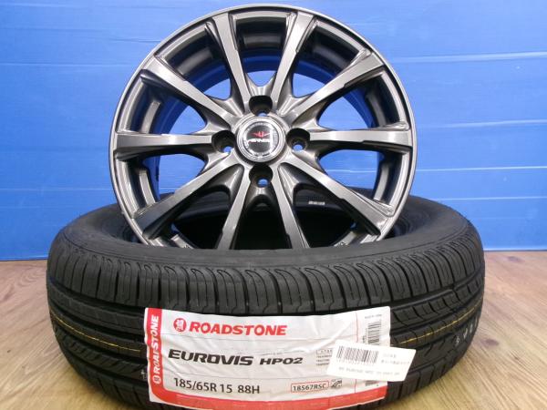 MAZDA2 E12ノート 185/65R15 ロードストーン HP02 AIRNOVA 15インチ 6.0J +43 4H100 2025年製 羽 ウイングロード｜タイヤショップトレッド