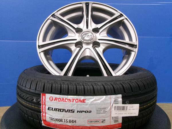 カローラフィールダー ヴィッツ 185/60R15 新品夏タイヤ ロードストーン HP02 レジェーロ 15ｲﾝﾁ 6J +43 4H100 2025年製 羽｜タイヤショップトレッド