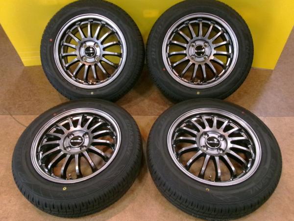 【送料無料】175/65R15 ダンロップ ENASAVE EC204 ヒューマンライン HF-15 15インチ 【フィット・アクア】国産新品夏タイヤセット 七