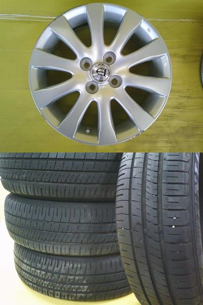 ヴィッツ アクア 中古アルミ 15インチ 6.0J +45 4H100 中古 ダンロップ EC204 175/65R15 4本SET ポルテ スペイド イグニス スイフト 桜川カローラアクシオ NKE165 NRE160 NRE161 NZE161 NZE164 KSP130 NCP131 NHP130 NSP130 NSP135 FF21S ZC13S ZC43S ZC53S ZC83S ZD53S｜タイヤショップトレッド
