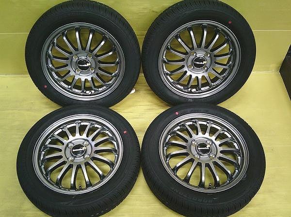 新品夏SET 新品アルミ + ダンロップ EC204 155/65R14 4本SET デイズ N-BOX フレア ワゴンR スペーシア ラパン eKワゴン ムーヴ ミラ 桜川 デイズルークス N-ONE ステラ アルト ワゴンRスマイル スペーシアベース タント ミライース ミラトコット ムーヴコンテ フレアワゴン｜タイヤショップトレッド