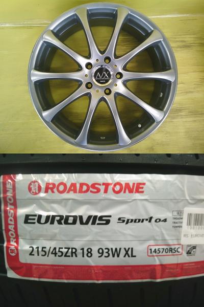 ノア 70系 80系 MAZDA3 中古アルミ レイズ 18インチ 7.5J +50 5H PCD114.3 新品 輸入タイヤ 215/45R18 4本SET ビアンテ アクセラ 夏 桜川 ZRR70W ZRR75W ZRR80W ZRR85W ZWR80W RG2 RG4 RK1 RK2 RK3 RK4 RK5 RK6 RP1 RP2 RP4 RP5 BPFP BP5P BP8P BP8R BPEP BPFJ3P UA4 UA5｜タイヤショップトレッド