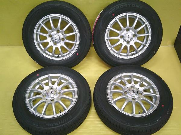 N-BOX タント 中古 アルミ 13インチ 4.0J +45 4H PCD100 新品 輸入タイヤ 145/80R13 ムーヴ アルト モコ ワゴンR 4本セット 桜川 ムーヴコンテ L575S L585S ムーヴコンテ L575S L585S ムーブカスタム L150S L160S ミラココア L675S L685S AZ-ワゴン ピクシススペース MJ23S