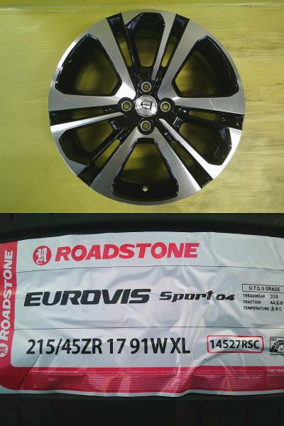 アクア 中古 レックス純正 17インチ 7.0J +40 4H PCD100 新品 輸入タイヤ 215/45R17 4本セット 純正流用 カローラフィールダー 桜川 NZE141G NZE144G ZRE142G ZRE144G ist NCP60 NCP61 NCP65