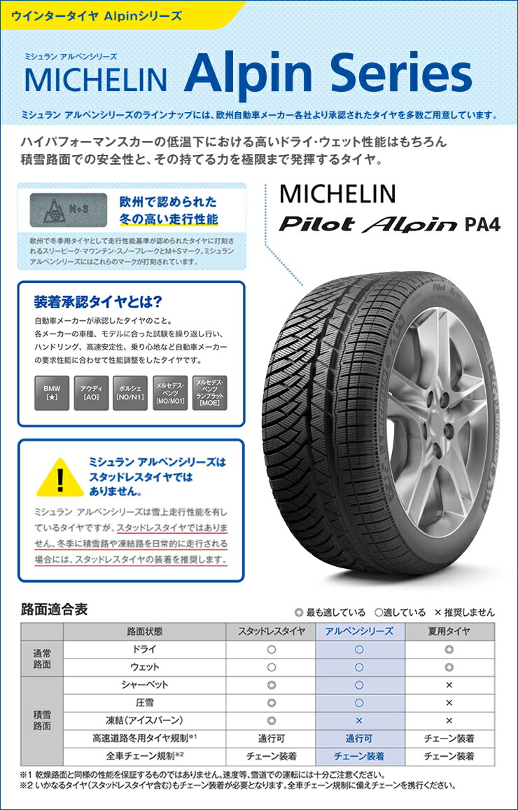 新品本物 235 40r18 95v Xl Michelin ミシュラン Pilot Alpin Pa4パイロットアルペン Pa4 冬ウインター タイヤ単品1本価格 2本以上ご購入で送料無料 18インチ Michelin ミシュラン Pilot Alpin Pa4 パイロットアルペン Pa4 235 40 18 235 40 18 ウインタータイヤ1